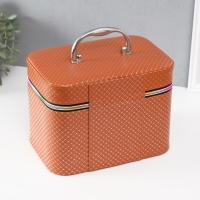 Шкатулка кожзам с зеркалом "Ромбы" охра набор 3 шт 19х10,5х10,5 21х13х14 15х23х17 см