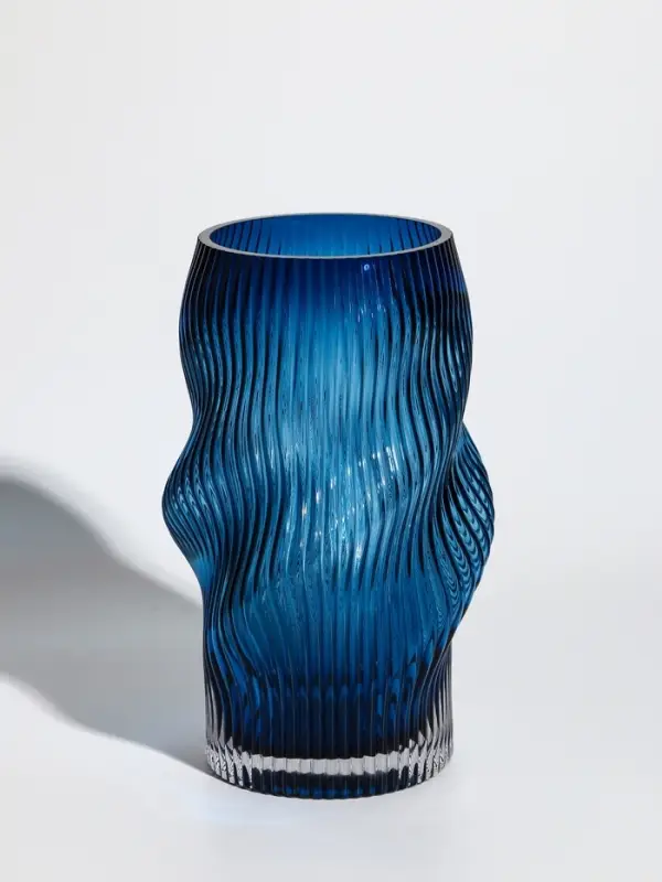 Ваза стекло настольная "Ванесса" волны, 24х12 см, синий
