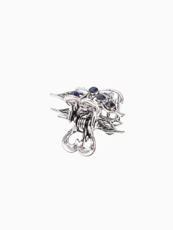 Краб для волос "Синий туман" крыло бабочки, 2,5 см, серебро