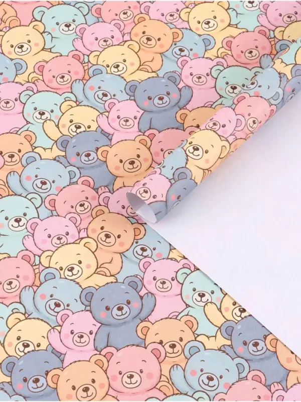 Бумага упаковочная крафтовая &laquo;Весёлые медведи&raquo;, 50 &times; 70 см