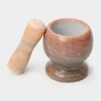 Ступка с толкушкой &laquo;Мрамор&raquo;, из натурального камня, цвет коричневый