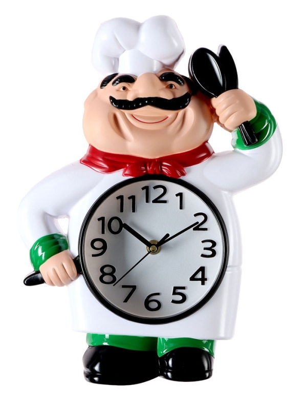 Часы настенные интерьерные, для кухни &laquo;Шеф&raquo;, плавный ход, 33&times;24.5 см, циферблат d-14 см