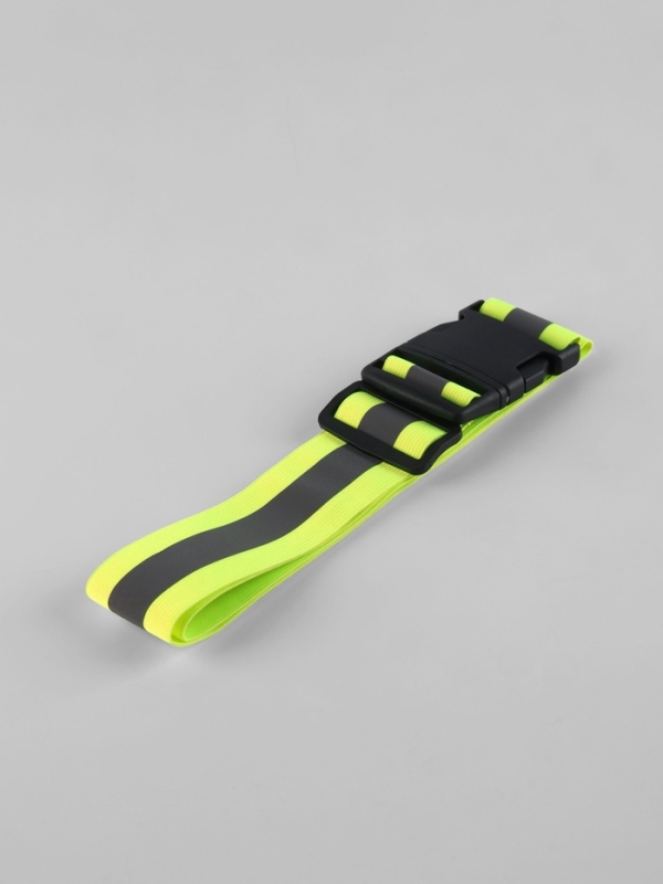 Светоотражающий пояс эластичный 1 полоса 2см 50-100см*4,5см на фастексе салатов/чёрн АУ