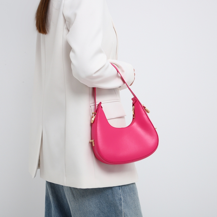 Сумка женская на молнии, цвет розовый