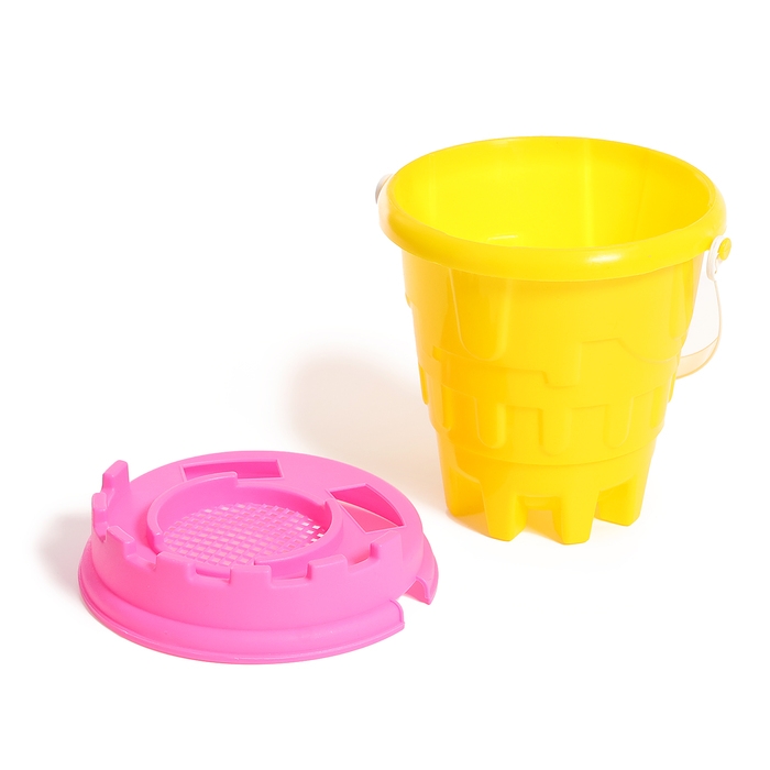 Песочный набор №2 &laquo;Пончик&raquo;: ведро, сито, совок, грабли, бросатель с мячом, кольцо, МИКС