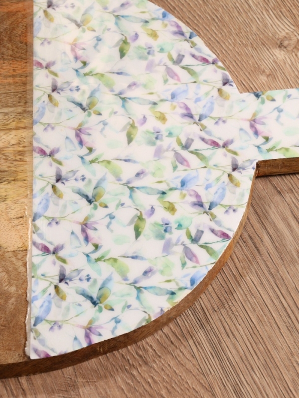 Доска разделочная круглая "Оттенки сирени" дерево манго 36х28 см