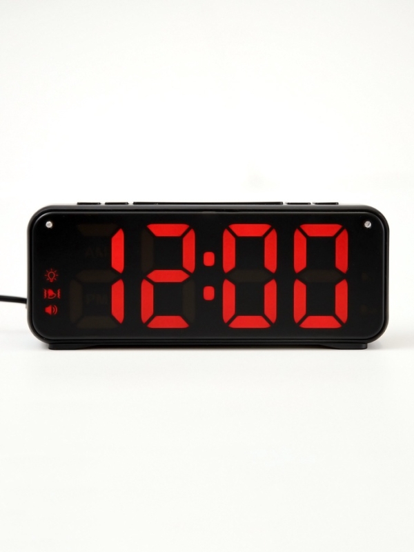 Часы электронные настольные, с будильником, вибрацией, от USB, 2 батарейки АА