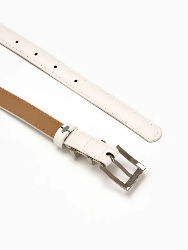 Ремень жен 03-01-02-01, Июнь2502, 2*0,3*110 см, без винта, пряж металл, 1 прокол, белый