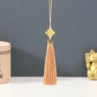 Подвеска текстиль, пластик "Узел счастья и бесконечности" капучино 0,7х1х9,5 см