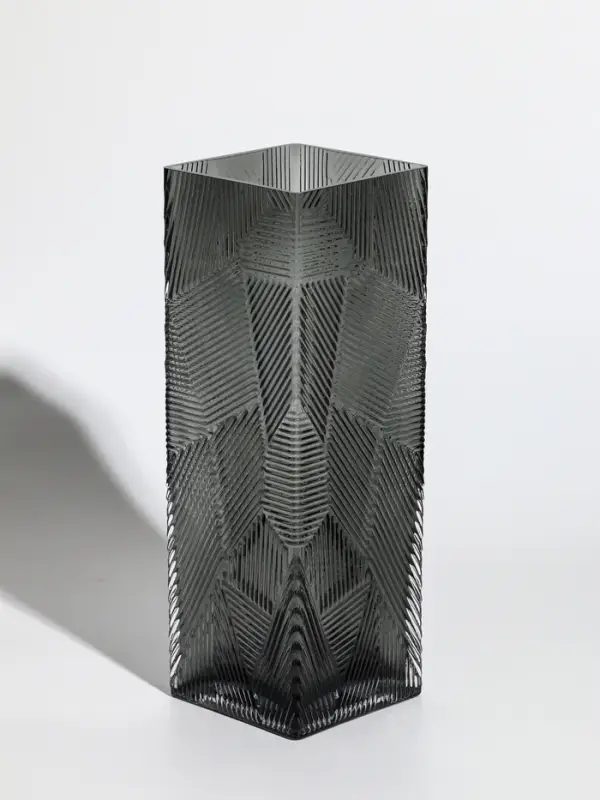 Ваза стекло настольная "Джойс" 30х10 см, серый