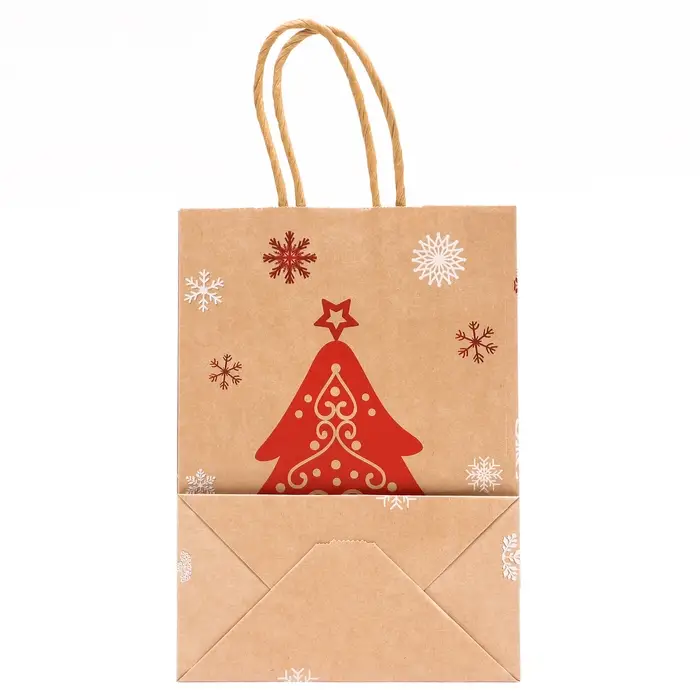 Пакет бумажный подарочный новогодний крафт с тиснением &laquo;Новогодняя ёлка&raquo;, 15&times;21&times;8 см