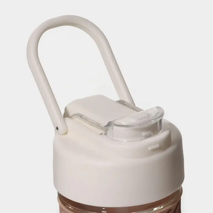 Бутылка для воды стеклянная, с крышкой и трубочкой &laquo;Бьорн&raquo;, 400 мл, цвет бежевый