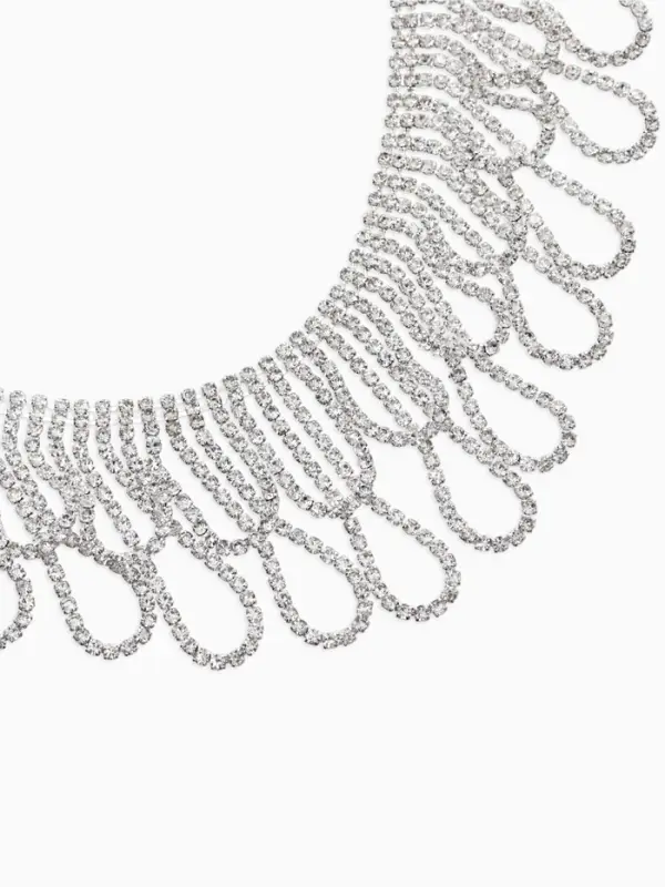 Набор 2 предмета: серьги, колье со стразами &laquo;Лёд&raquo;. d=13.5 см, белый в серебре