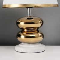 Настольная лампа с абажуром RISALUX &laquo;Роса&raquo;, 1&times;40 Вт, Е27, белый/золото, 20&times;20&times;32 см