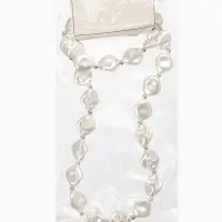 Набор 2 пред-та: бусы,браслет "Жемчуг барочный", ромб. 40/18см, цвет белый в серебре