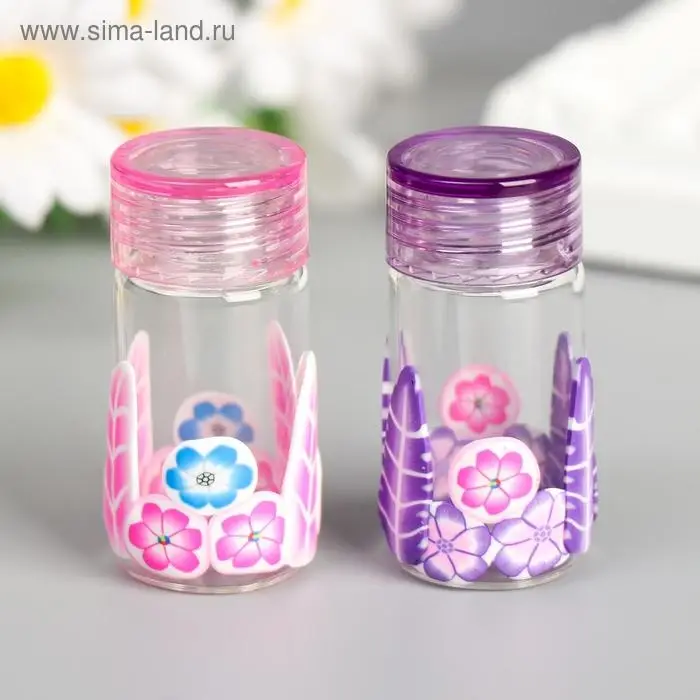 Баночка для скрапбукинга стекло "Цветочная" МИКС 5х2,2х2,2 см