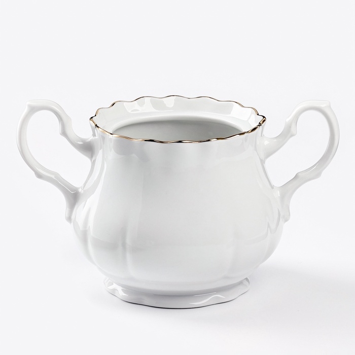 Сахарница фарфоровая с крышкой, 550 мл, цвет белый