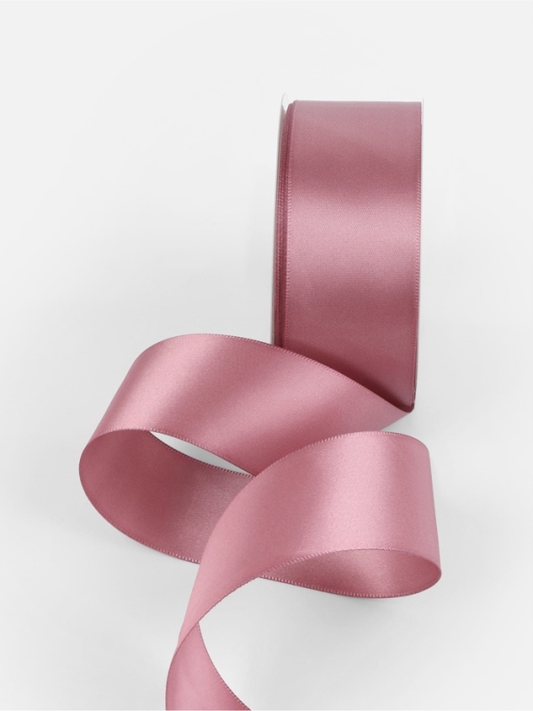 Лента атласная двухсторонняя №165 38мм*25&plusmn;1м пыльная роза TR