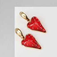 Серьги ассорти &laquo;Сердце&raquo; клубника, цвет красный в золоте