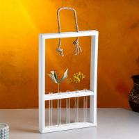 Кашпо деревянное 26&times;5&times;40 см с 5 колбами 15 см "Рамка Экстра Слим", белый Дарим Красиво