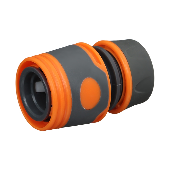 Коннектор с аквастопом, 1/2" (12 мм), быстросъёмное соединение, прорезиненный пластик, Greengo