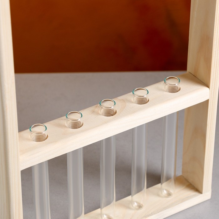 Кашпо деревянное 26&times;5&times;40 см с 5 колбами 15 см "Рамка Экстра Слим", ручка Дарим Красиво