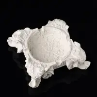 Подставка для мелочей "На четырех слонах резная", 4х12х12 см, натуральный, гипс