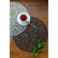 Салфетки сервировочные на стол Доляна &laquo;Паутинка&raquo;, d=38 см, 4 шт, чёрные