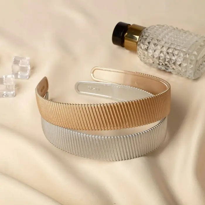 Ободок для волос "Эмма" полоски, 2,5 см, серебро золото