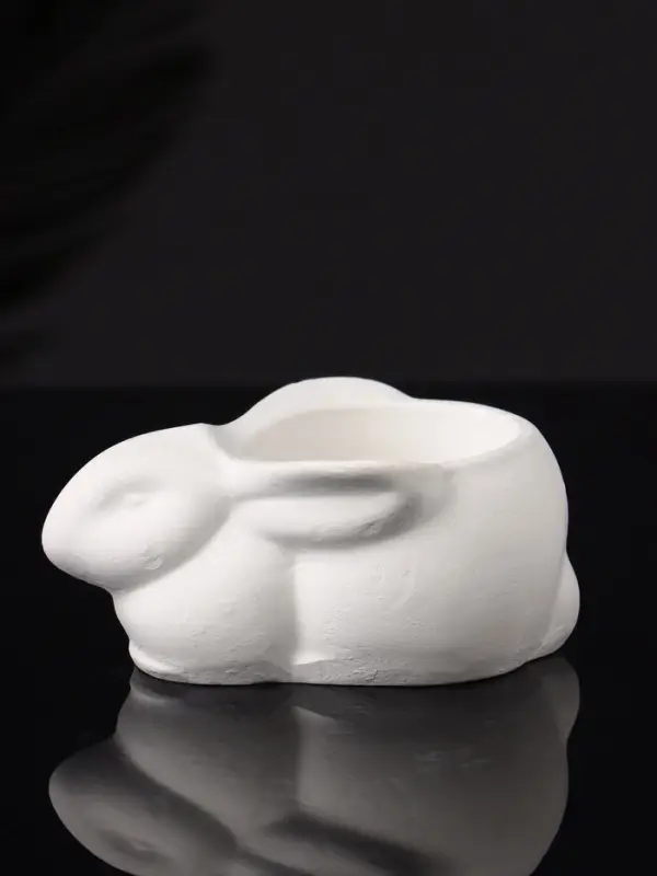 Подсвечник "Заяц" 9х6х4 см, натуральный, гипс