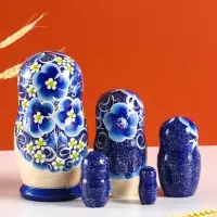 Матрёшка дерево &laquo;Марина&raquo;, гжель, 5-кукольная, 19 см