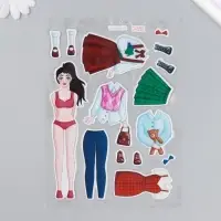 Наклейка-игра &laquo;Одень куклу. Школьный&raquo;, для скрапбукинга, творчества, пластик, 15&times;20 см