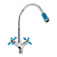 Смеситель для кухни Accoona A4882M, двухрычажный, с гибким изливом, синий/хром