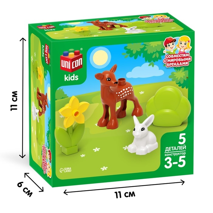 Конструктор &laquo;Оленёнок и зайка&raquo;, 5 деталей