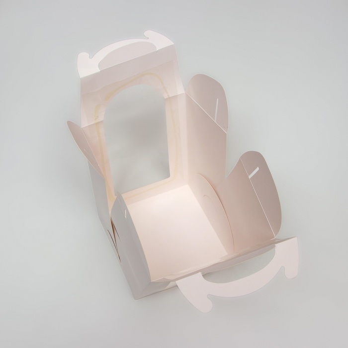 Коробка под бенто-торт с окном, белая, 15 &times; 15 &times; 18 см