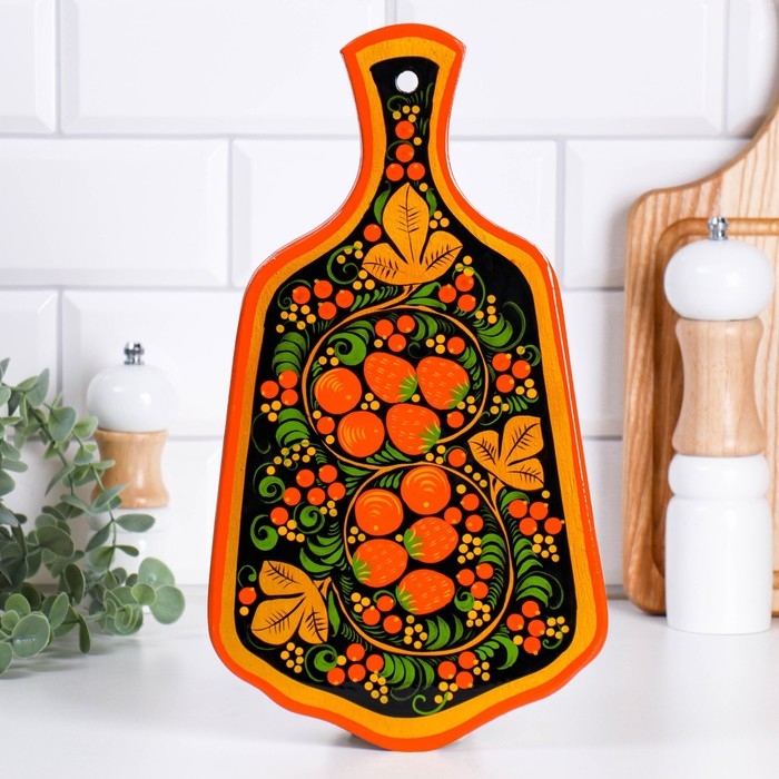 Доска разделочная &laquo;Ягодка&raquo;, микс, хохлома