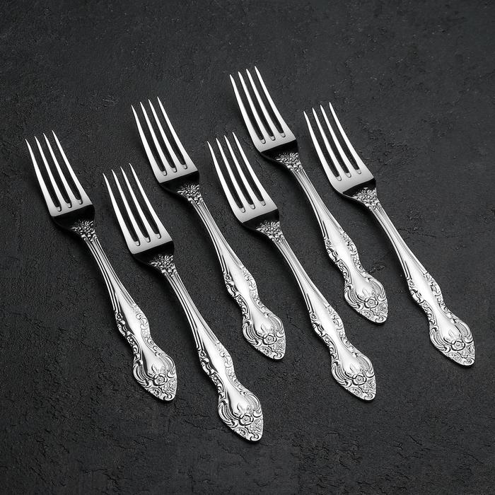 Набор столовых приборов &laquo;Тройка&raquo;, 24 предмета, декоративная коробка, цвет серебряный