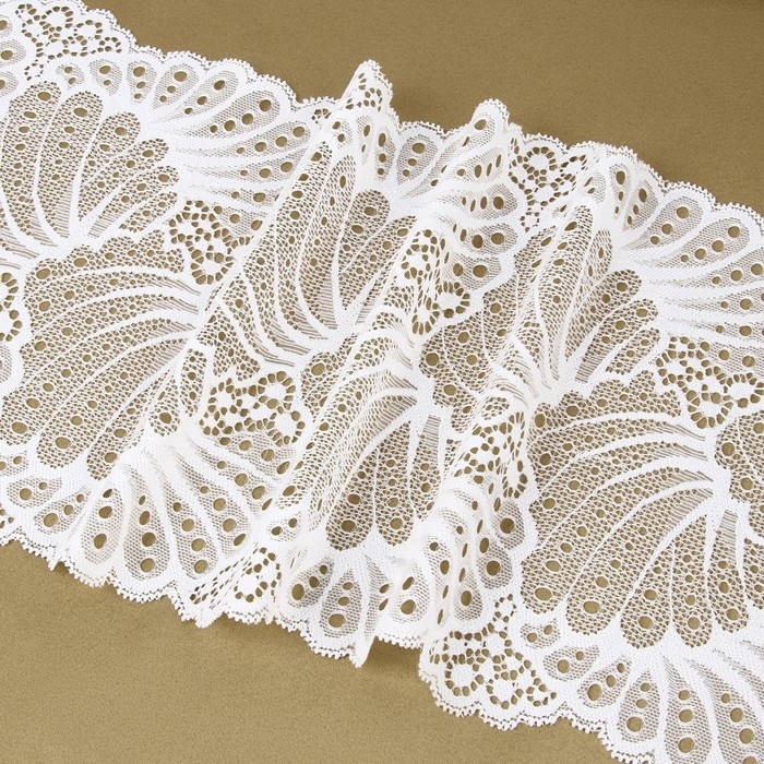 Кружевная эластичная ткань, 180 мм &times; 2,7 &plusmn; 0,5 м, цвет белый