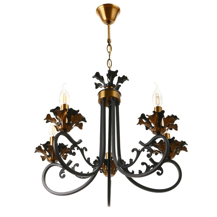 Люстра "Мэдфи" 5хЕ14 40Вт черно-золотой 55х70х55 см BayerLux