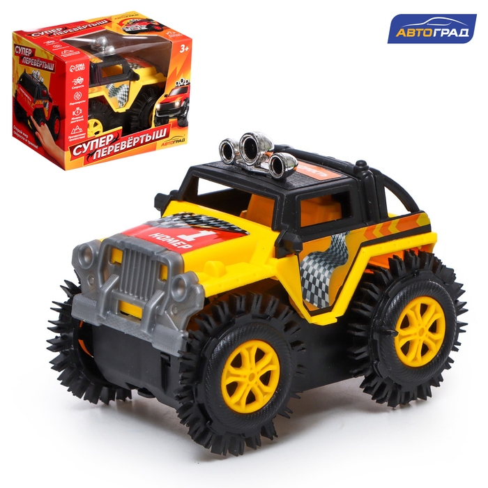 Джип-перевёртыш &laquo;Внедорожник&raquo;, работает от батареек, цвет жёлтый