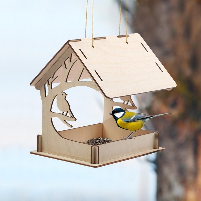 Деревянная кормушка-конструктор &laquo;Птица на дереве&raquo; своими руками, 14.5 &times; 18.5 &times; 19.5 см, Greengo