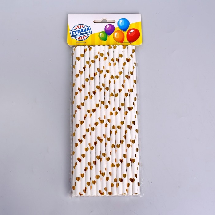 Трубочка для коктейля &laquo;Сердца&raquo;, набор 25 шт.
