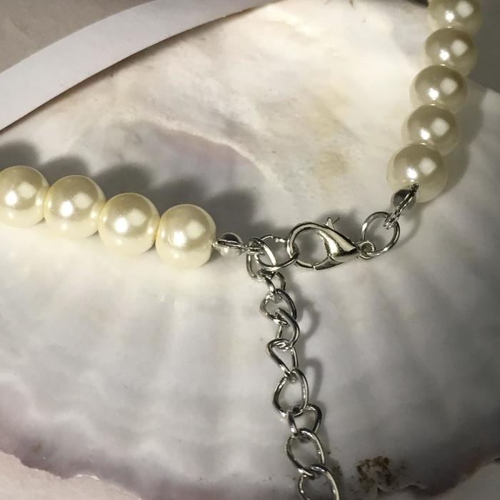 Набор 2 предмета: серьги, колье &laquo;Вернисаж&raquo; жемчужная капля, цвет белый в серебре, 45 см