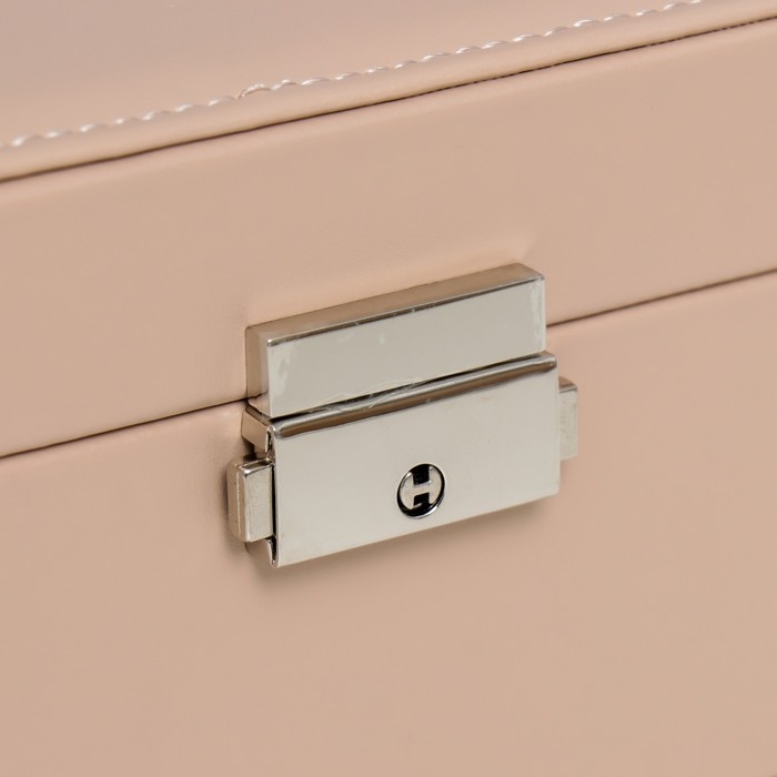 Шкатулка кожзам для украшений "Кремовая матовая" 9х23х17 см