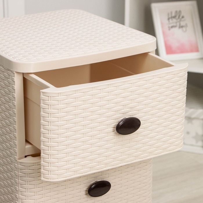 Комод 4-х секционный &laquo;Плетёнка&raquo;, цвет слоновая кость