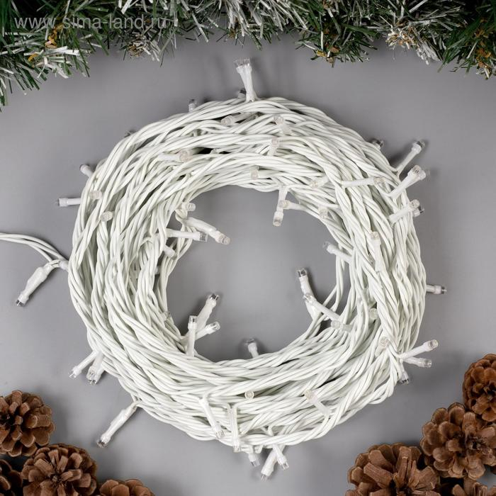 Гирлянда &laquo;Нить&raquo; 10 м, IP44, УМС, белая нить, 100 LED, свечение белое, 220 В