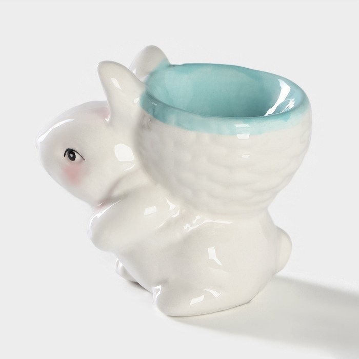 Подставка для яйца Доляна &laquo;Зайка&raquo;, 8&times;5,5&times;7,5 см, цвет голубой