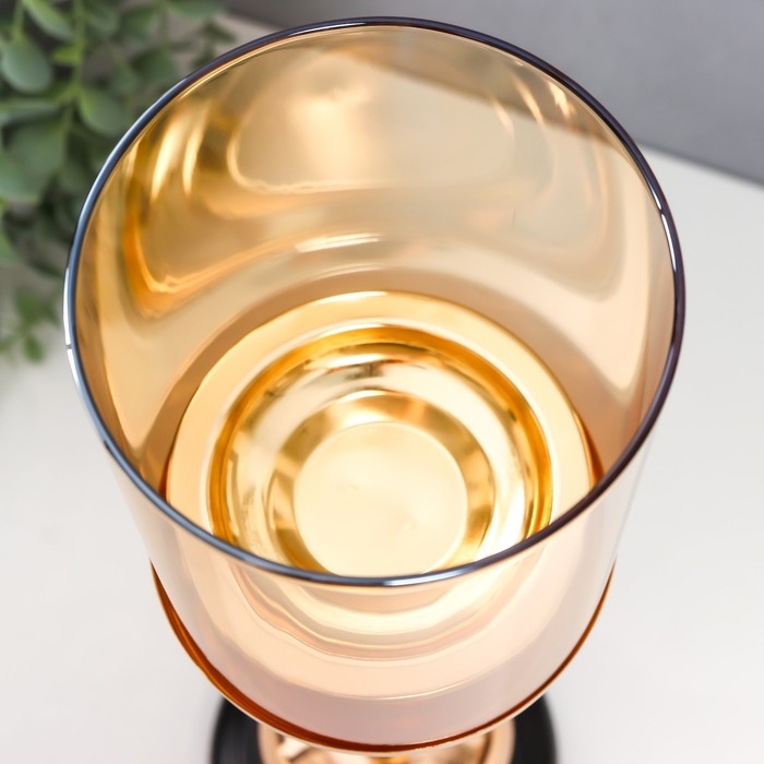 Подсвечник металл, стекло на 1 свечу "Жако" d-8,5 см, золото 11,5х11,5х38,5 см