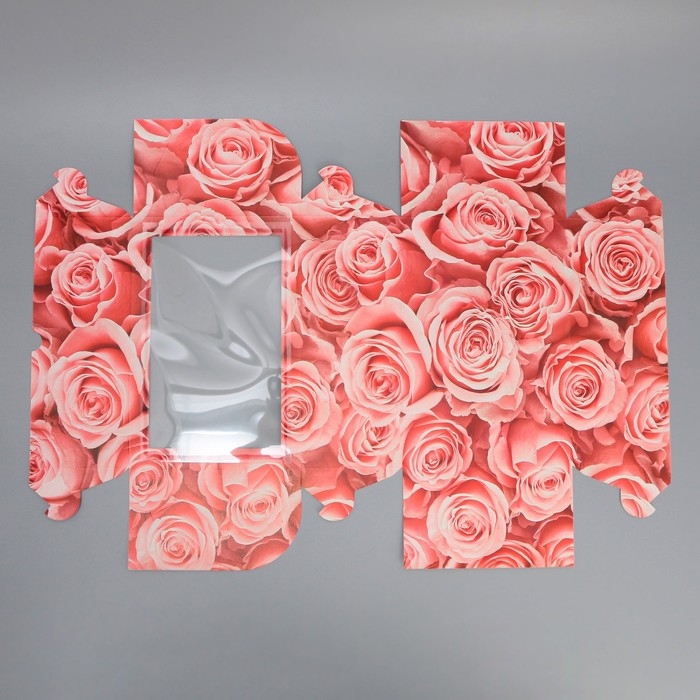 Коробка для капкейков, кондитерская упаковка двухсторонняя, 6 ячеек &laquo;Розы&raquo;, 25 х 17 х 10 см