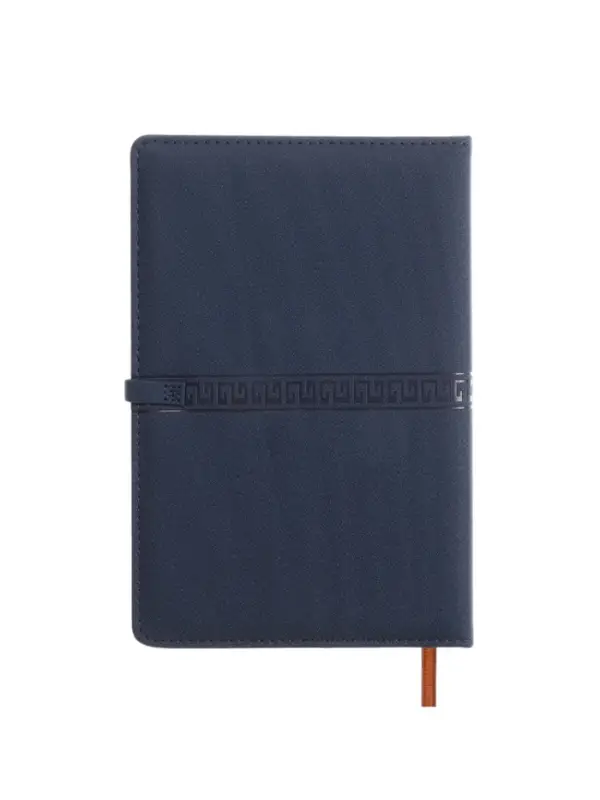 Ежедневник недатированный формат А5, с хлястиком, 112л, линия, пвх, Узор Синий